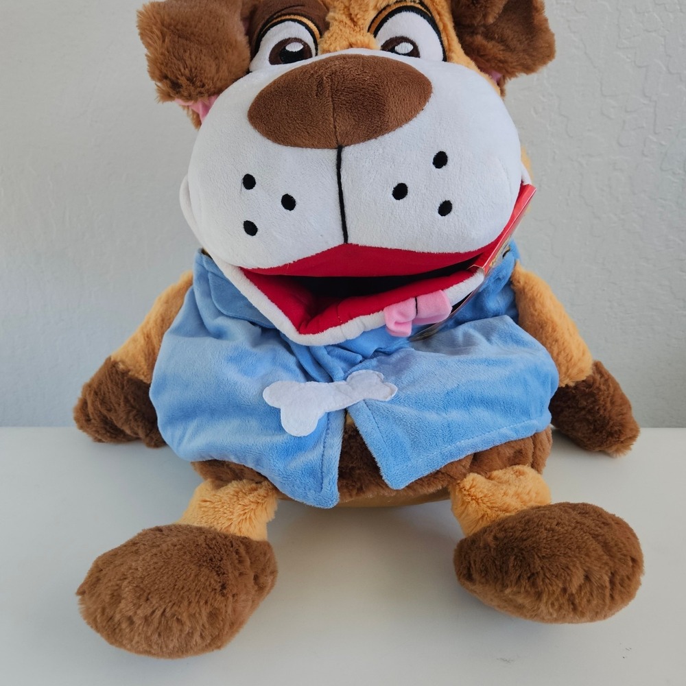 Tummy Stuffers Dog Plush Brown Puppet Action Storage Stuffed Animal - No Box